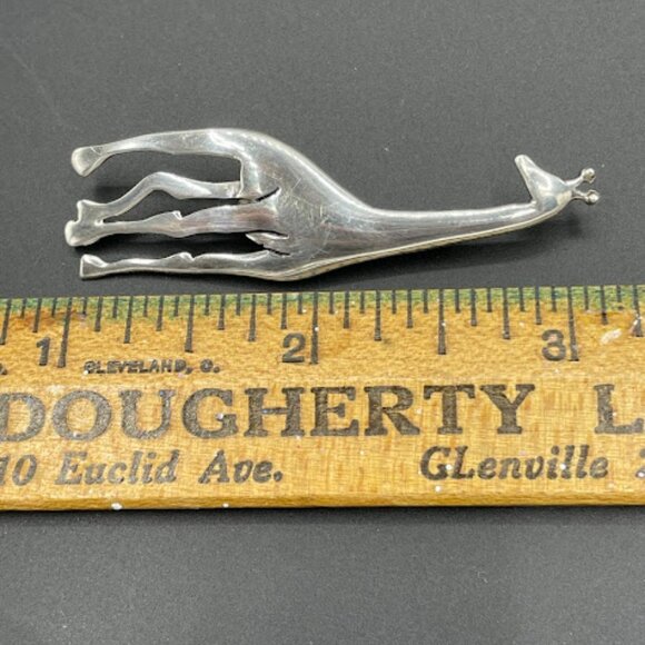 Vintage SUE B. 925 Sterling Silver Giraffe Brooch Safari Figural Pin - Picture 8 of 9